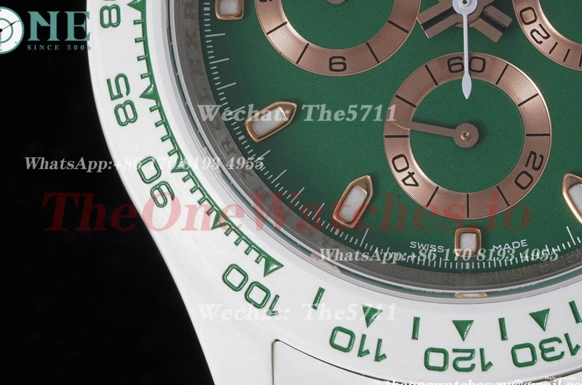 Daytona 40mm Rolex Green Dial SA4130 Cer Cer - AET AETF 0511